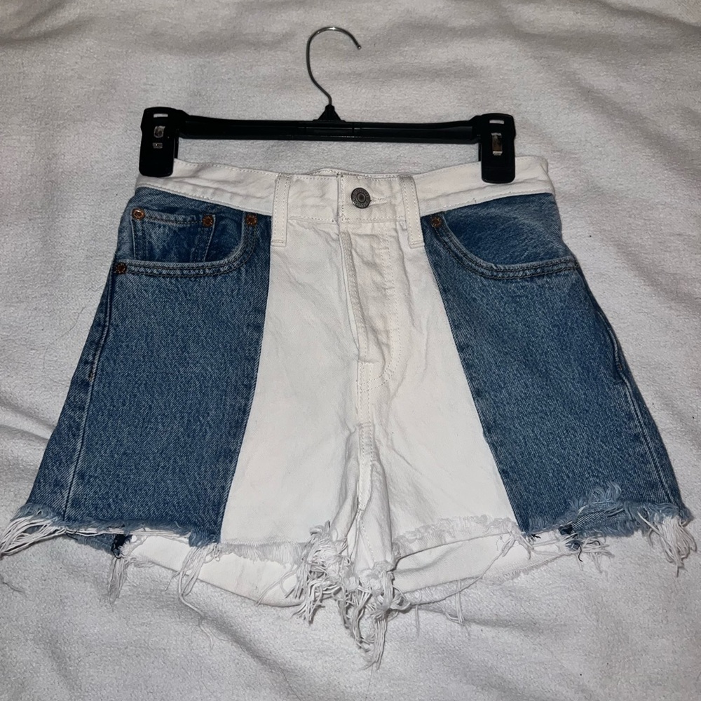 Uo Levi Patchwork Jean Shorts - image 1